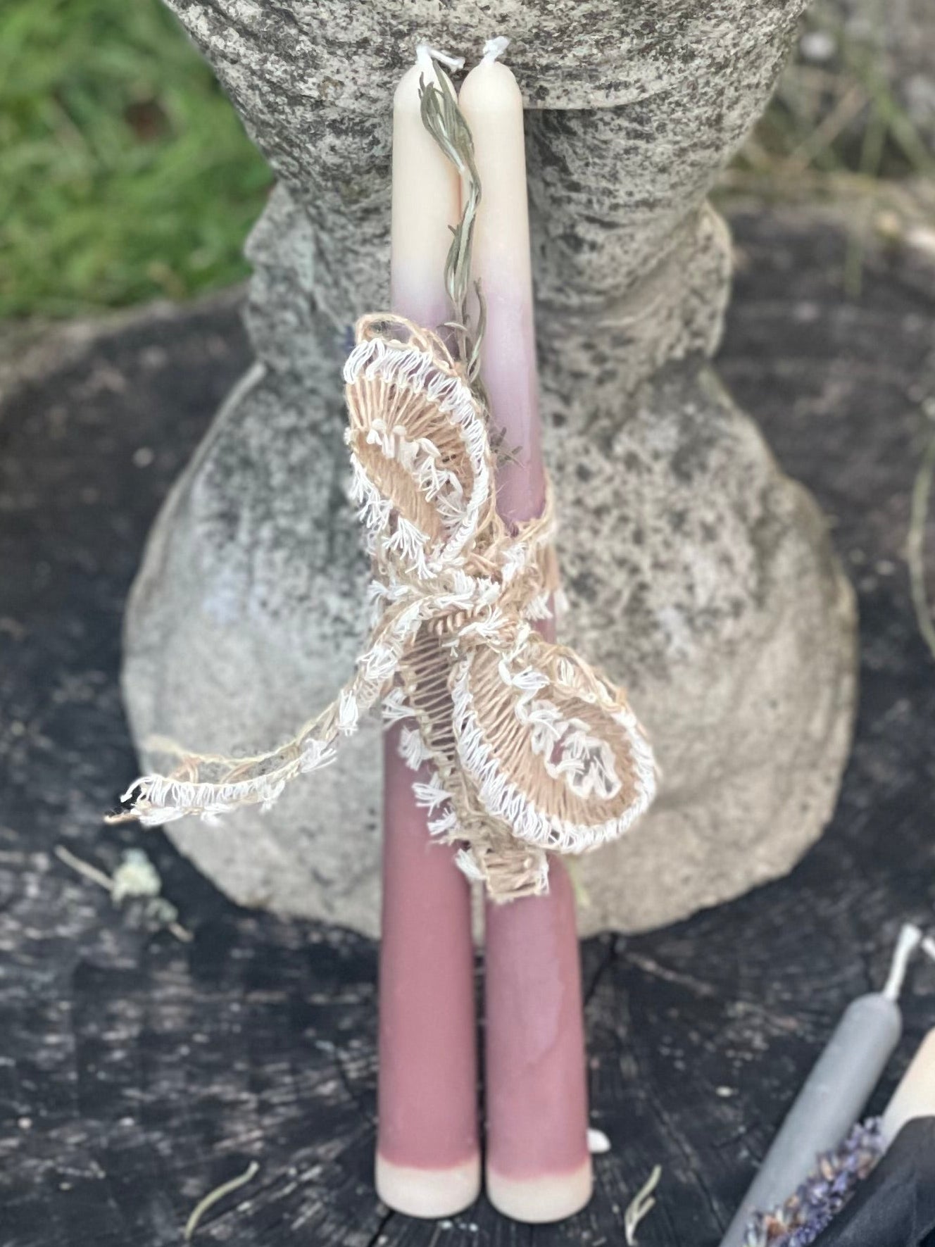 Handmade Ombre 10 inch Long Beeswax Blend Taper Candles (PAIR)