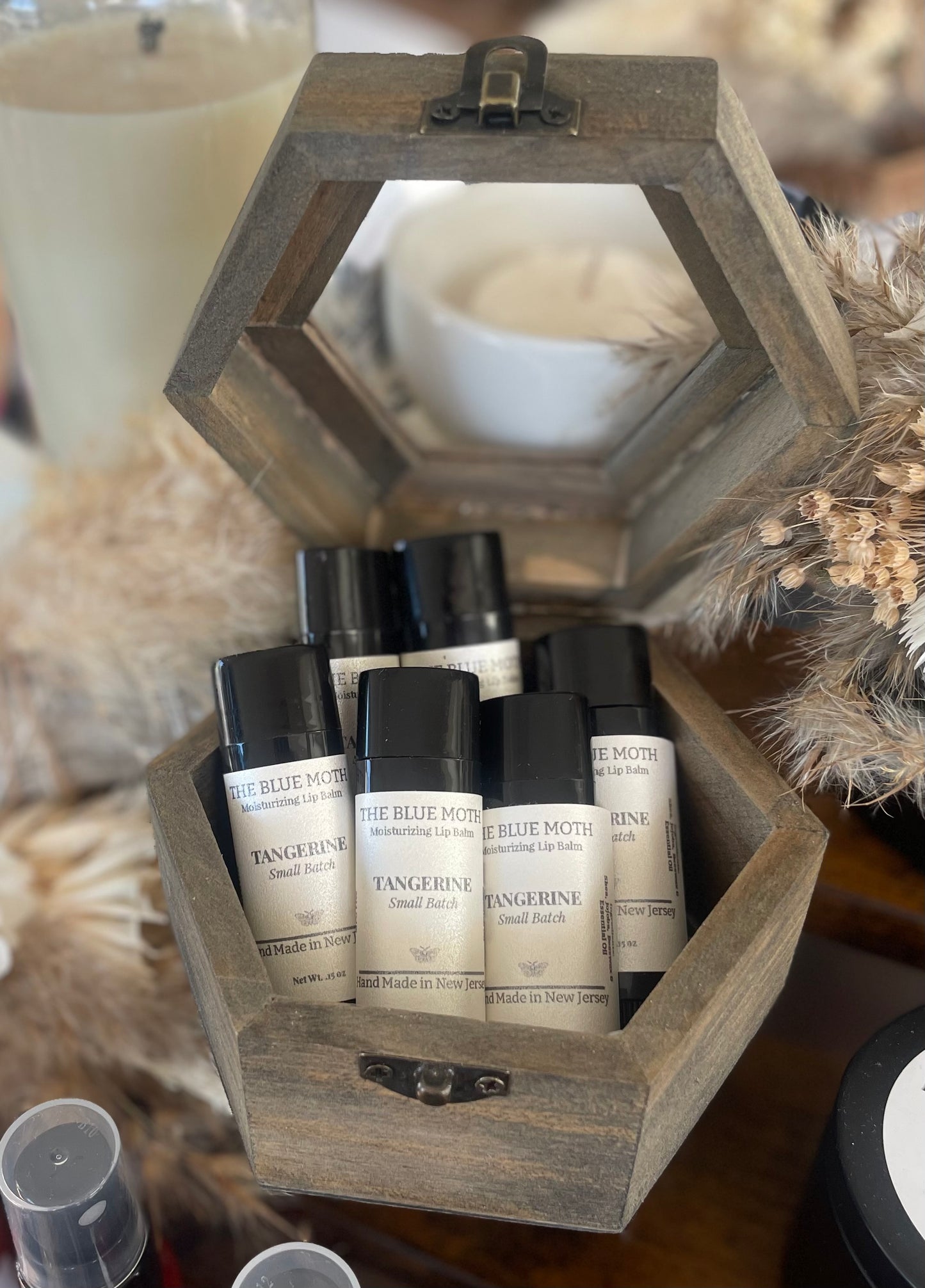 Small Batch Essential Oil Lip Balm in .15 Ounce Roll on Applicator Lavender Vanilla or Tangerine