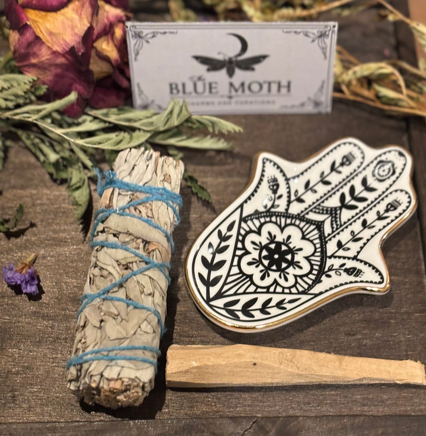 Sage, Palo Santo, Hamsa Hand Tray Gift Set