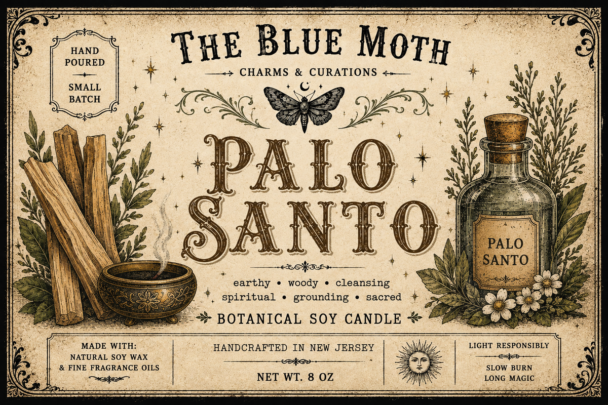 8oz The Original PALO SANTO Hand Poured Soy Candle in an Amber Glass Jar Cotton Wick