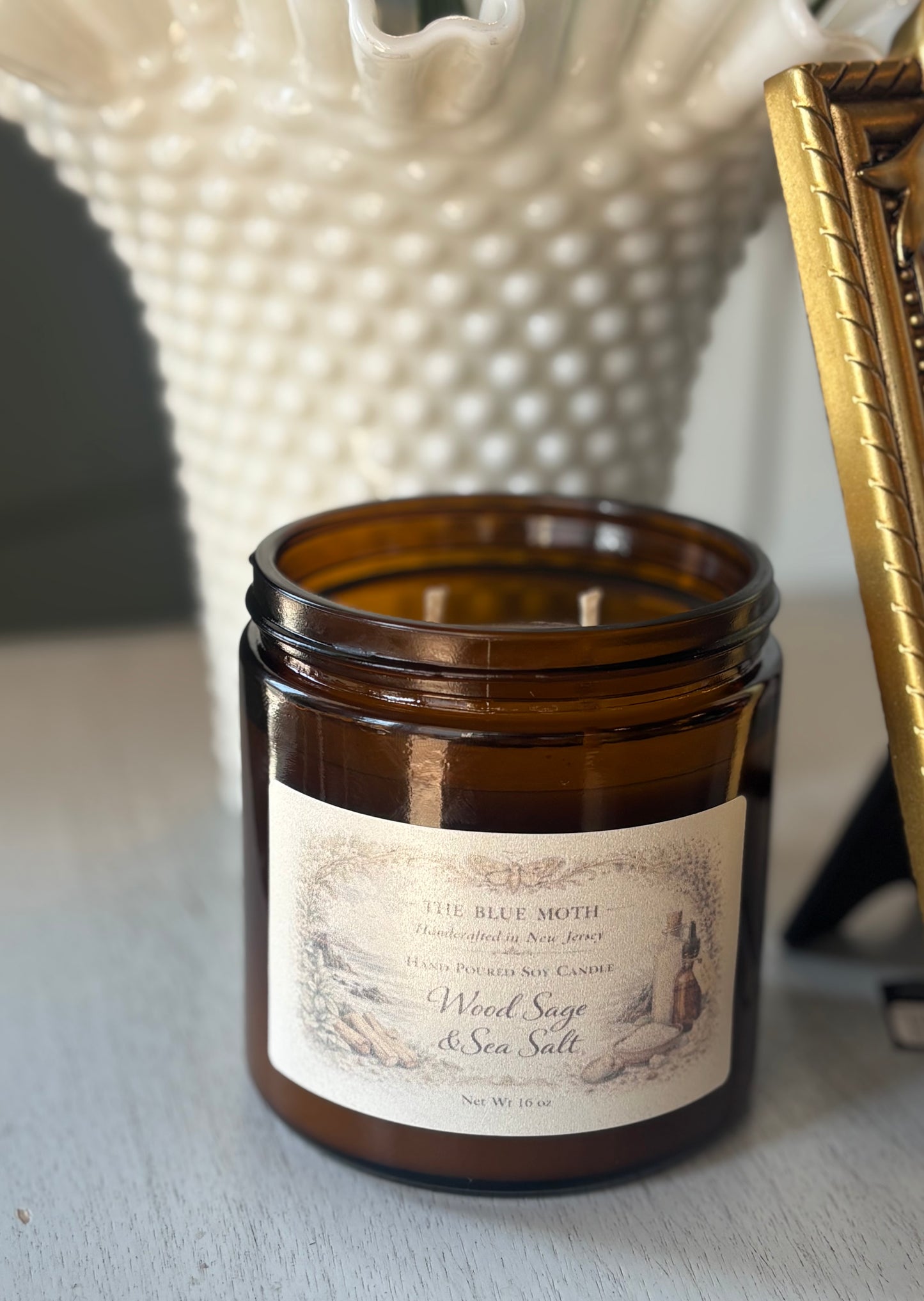 16oz Wood Sage & Sea Salt Hand Poured Soy Candle Double wick