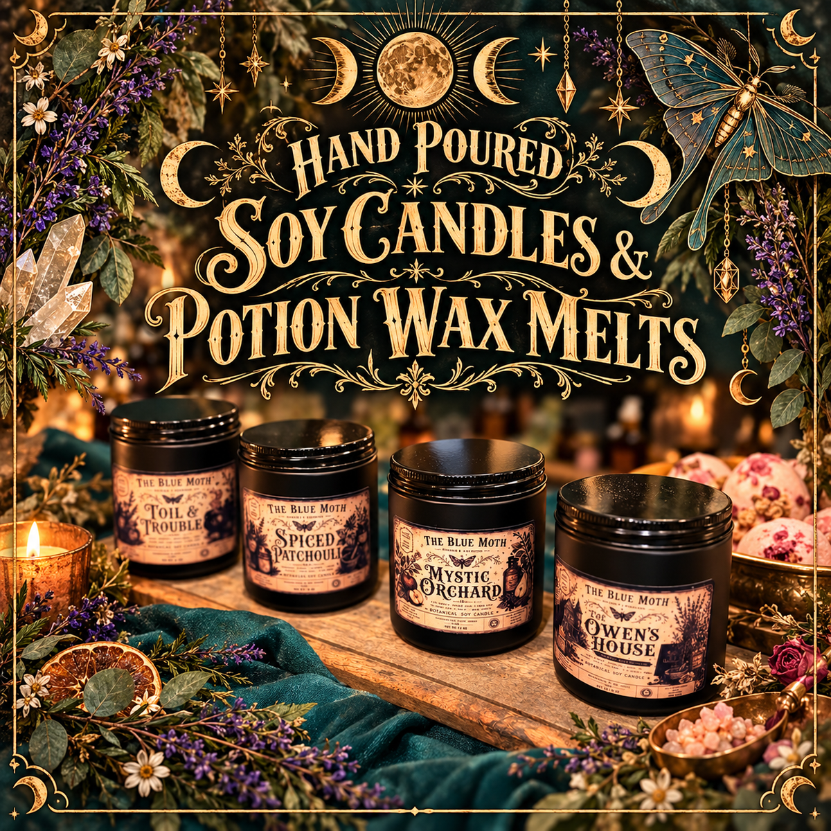 Hand Poured Soy Candles & Potion Melts