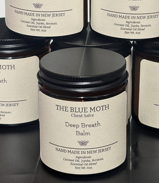 Chest Salve BREATH DEEP in 4 Ounce Amber Glass Jar with Scooping Spoon