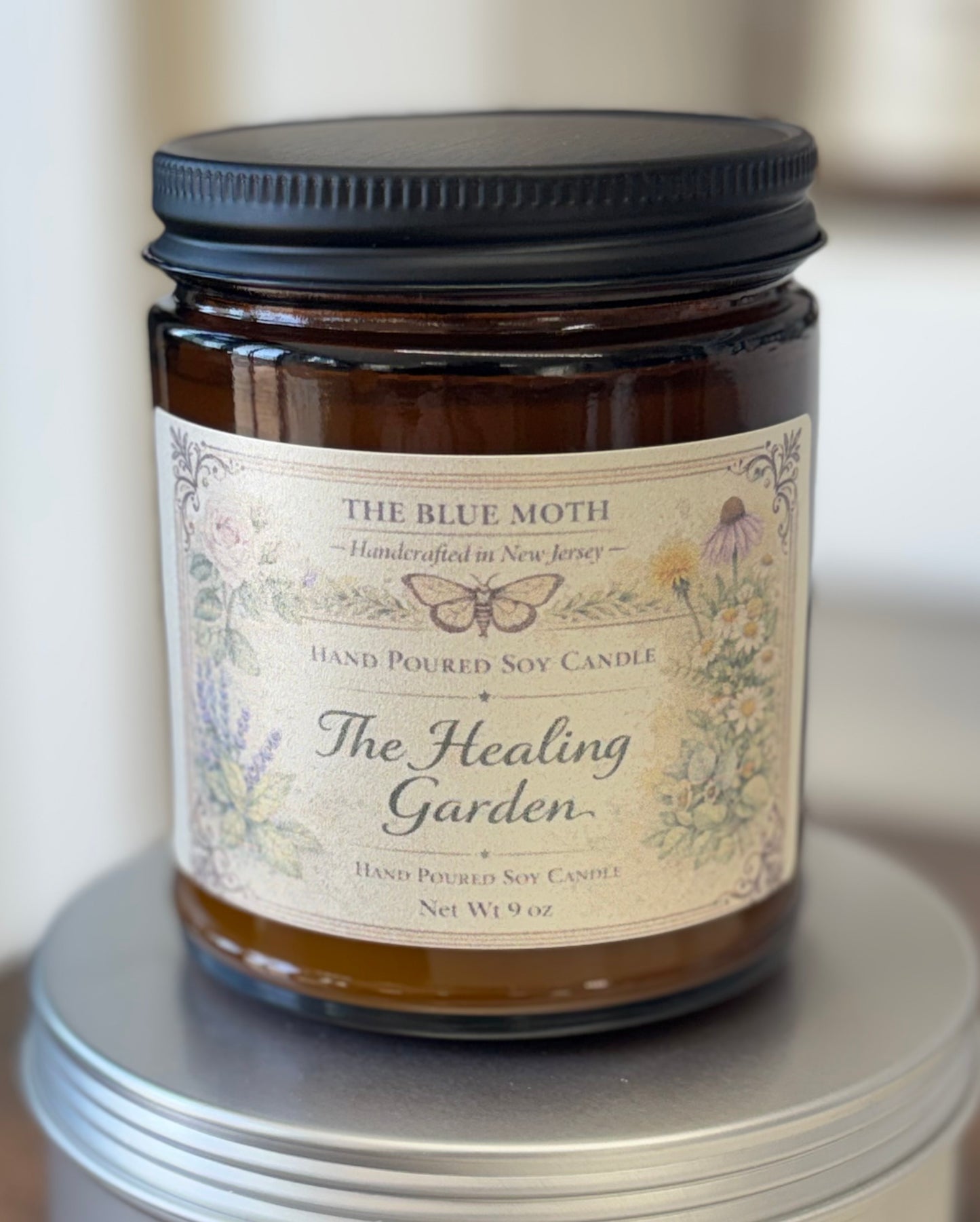 9 oz The Healing Garden in Amber Glass Jar