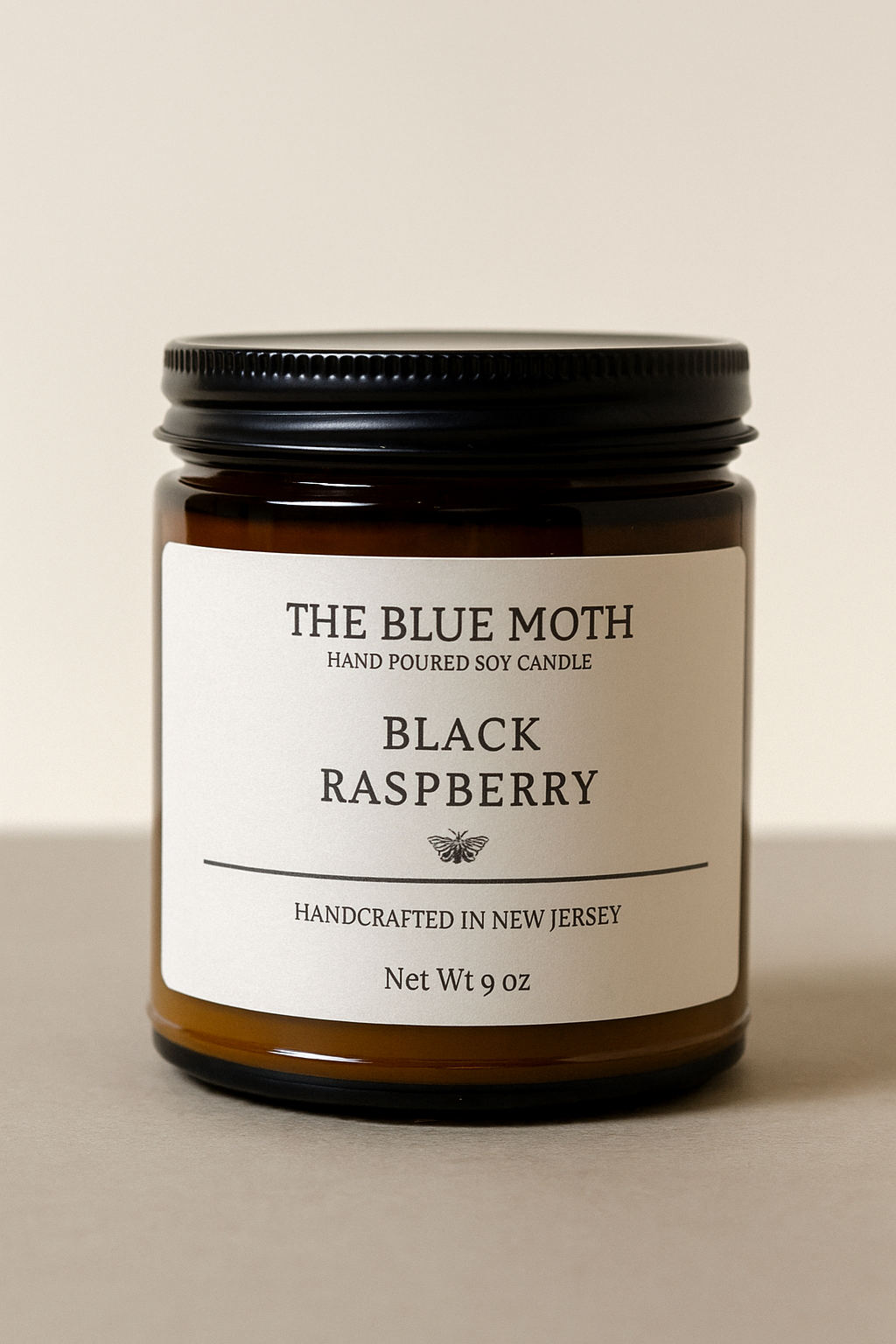 9oz BLACK RASPBERRY Hand Poured Soy Candle in an Amber Glass Jar Cotton Wick