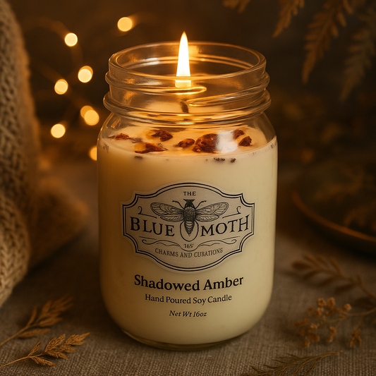 16oz Shadowed Amber Poured Soy Candle With Rustic Bronze Lid