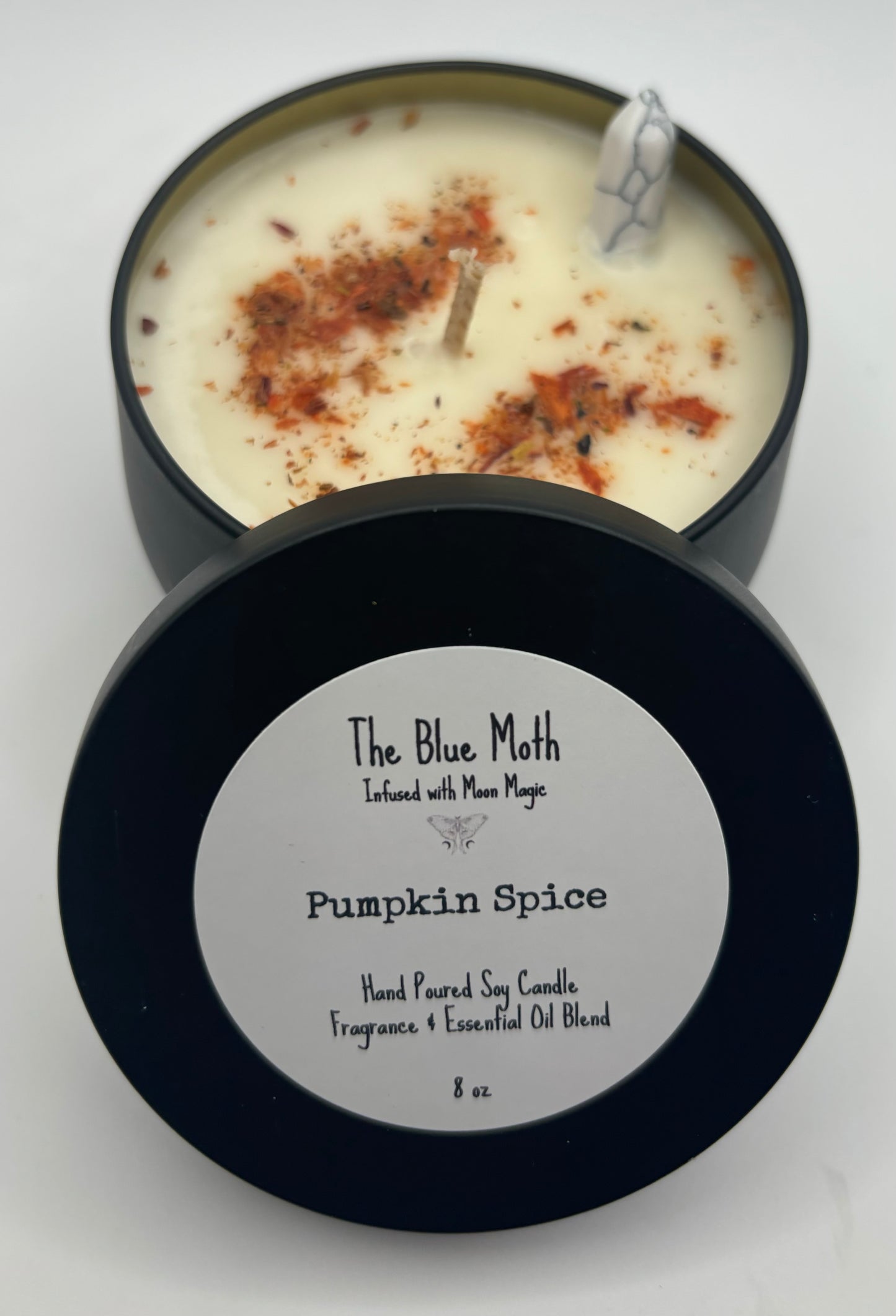 PUMPKIN SPICE 8oz Soy Candle Moon Charged & Dried Flowers