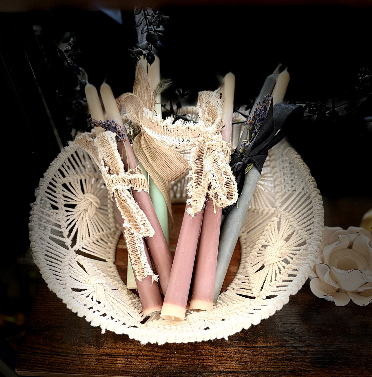 Handmade Ombre 10 inch Long Beeswax Blend Taper Candles (PAIR)
