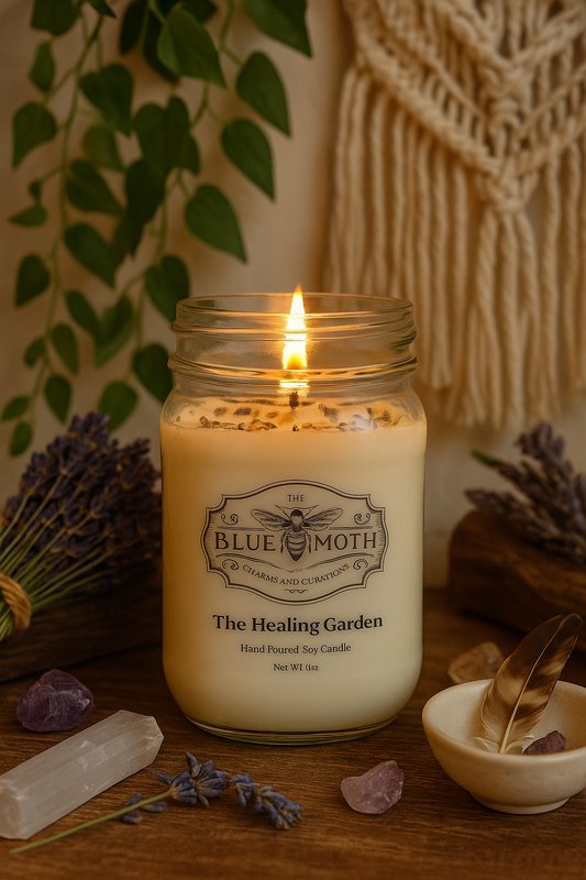 16oz Healing Garden Hand Poured Soy Candle With Rustic Bronze Lid