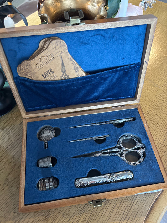 Victorian Inspired Sewing Kit in Wood Box
