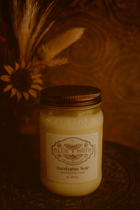 16oz Eucalyptus Noir Hand Poured Soy Candle with Rustic Bronze Lid