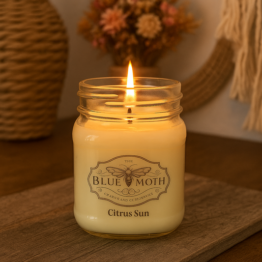 8oz Citrus Sun Hand Poured Soy Candle with Rustic Bronze Lid