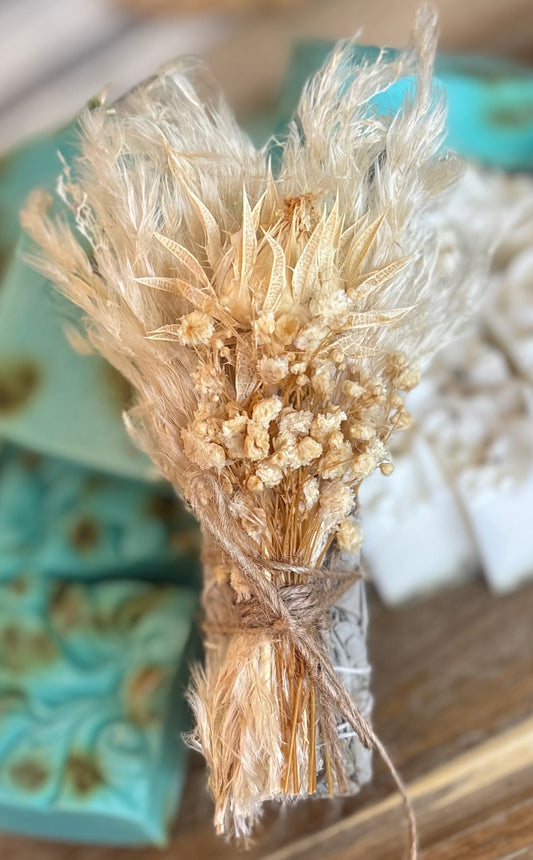 Wild Flower & Pompas California White Sage Bundle Gift Set UNIQUE Hostess Gift