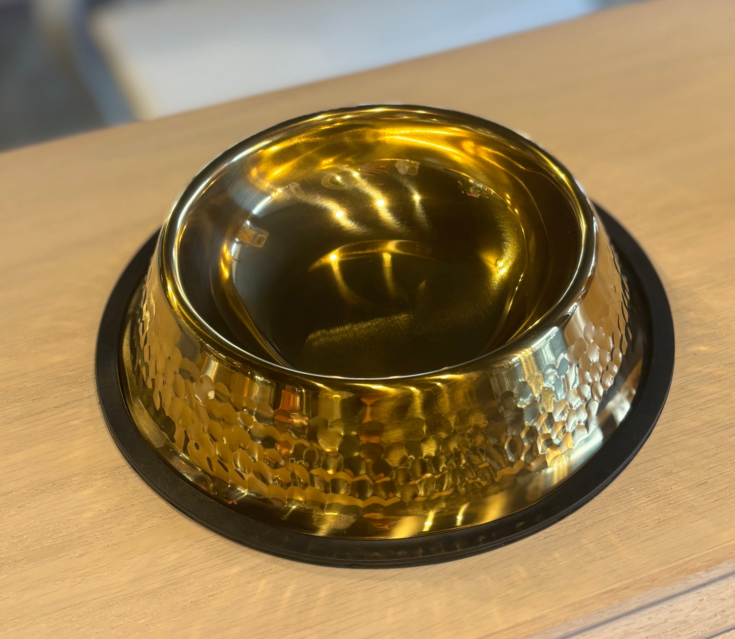 Hammered Gold Pet Bowl – 9” Diameter