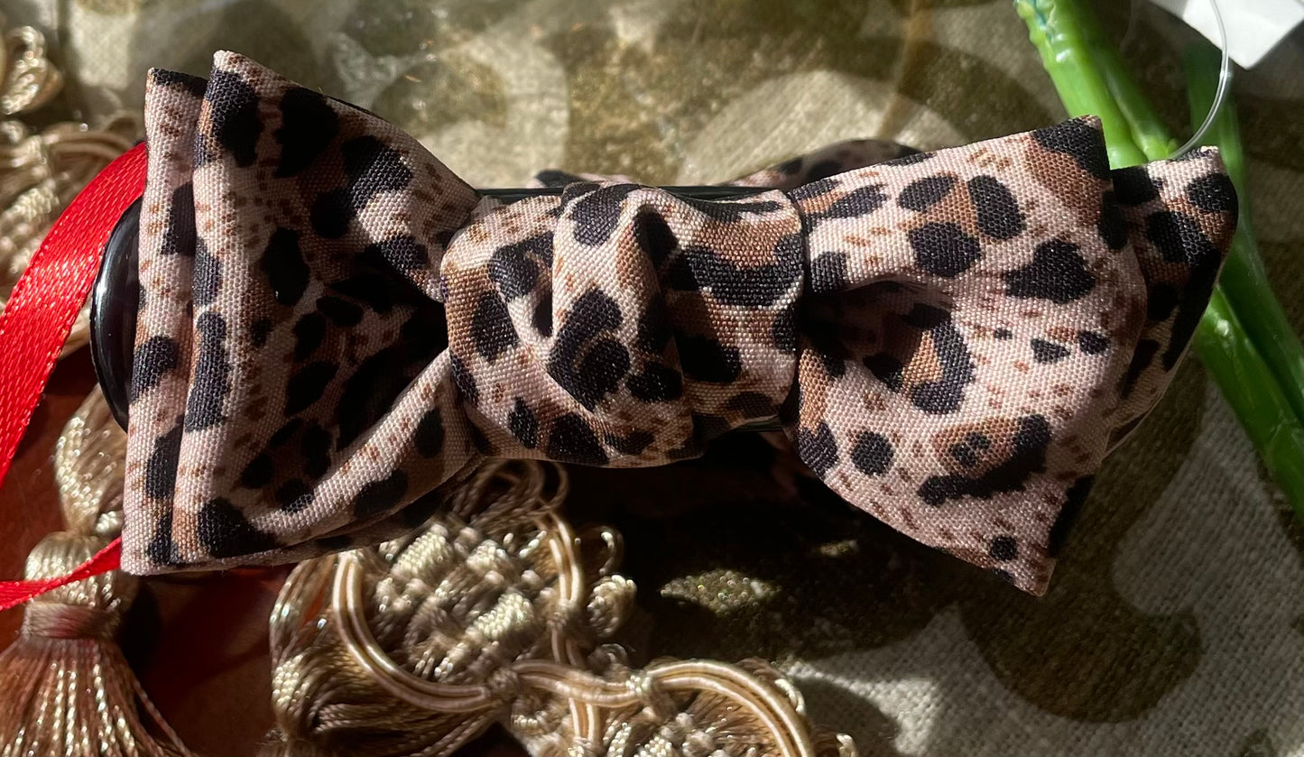 Leopard Double Bow Claw Clip