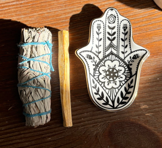 Sage, Palo Santo, Hamsa Hand Tray Gift Set