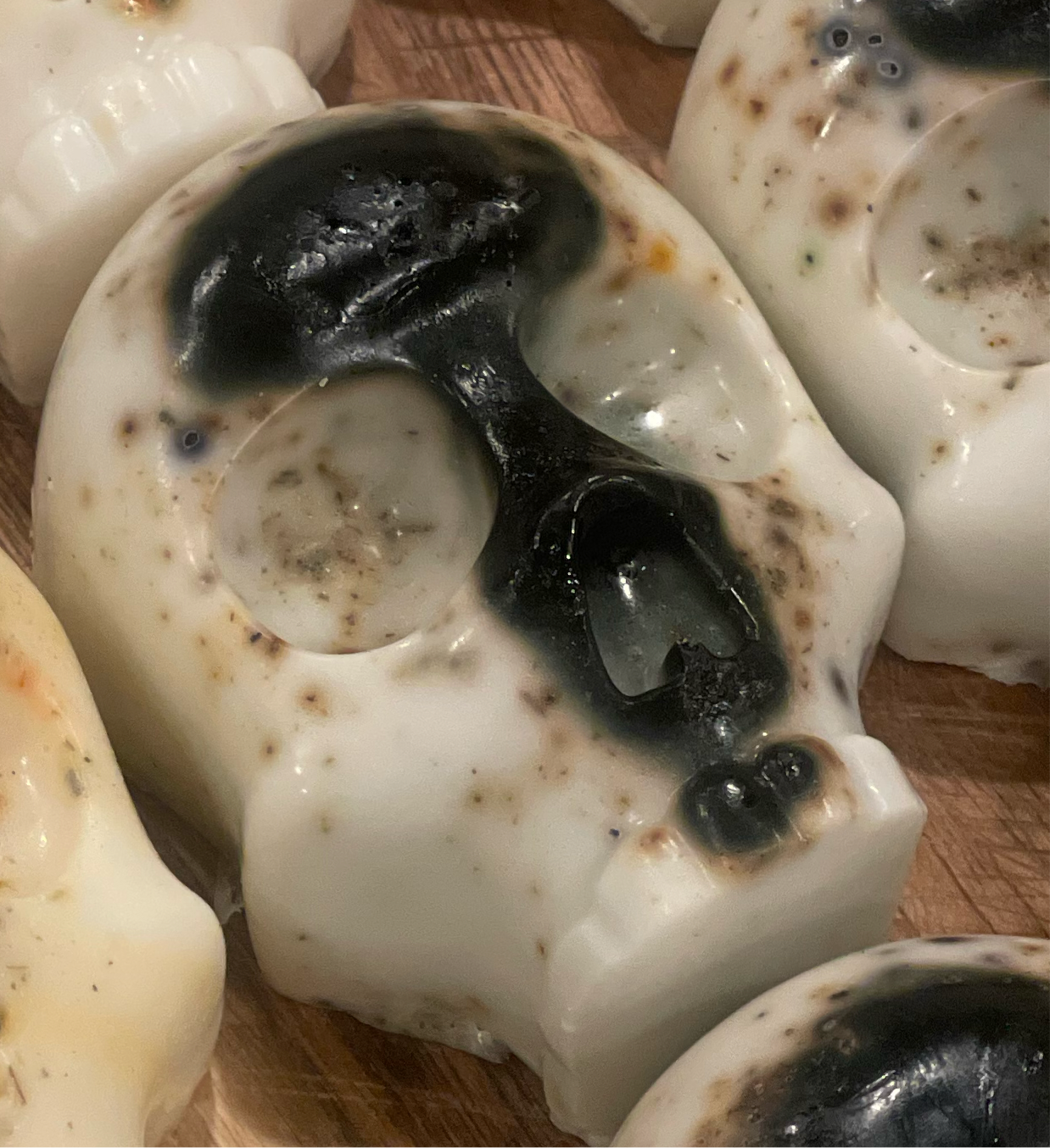 Skull Hand Poured Goat Soap Bar with Dried Flowers