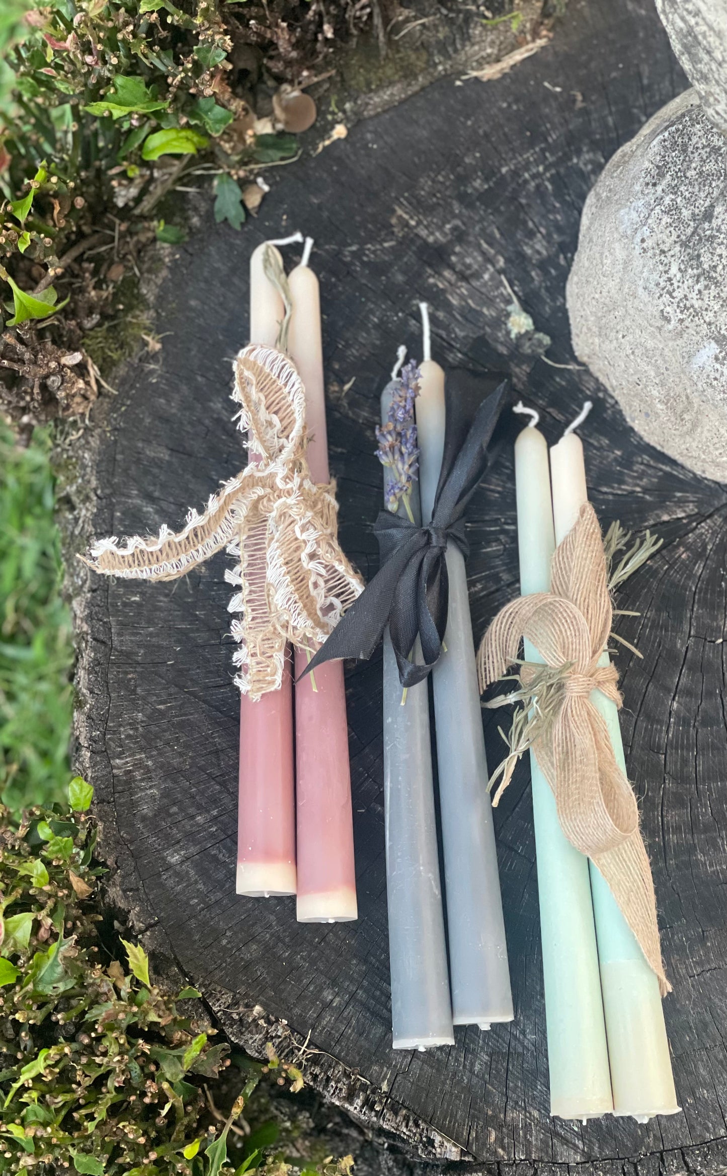 Handmade Ombre 10 inch Long Beeswax Blend Taper Candles (PAIR)