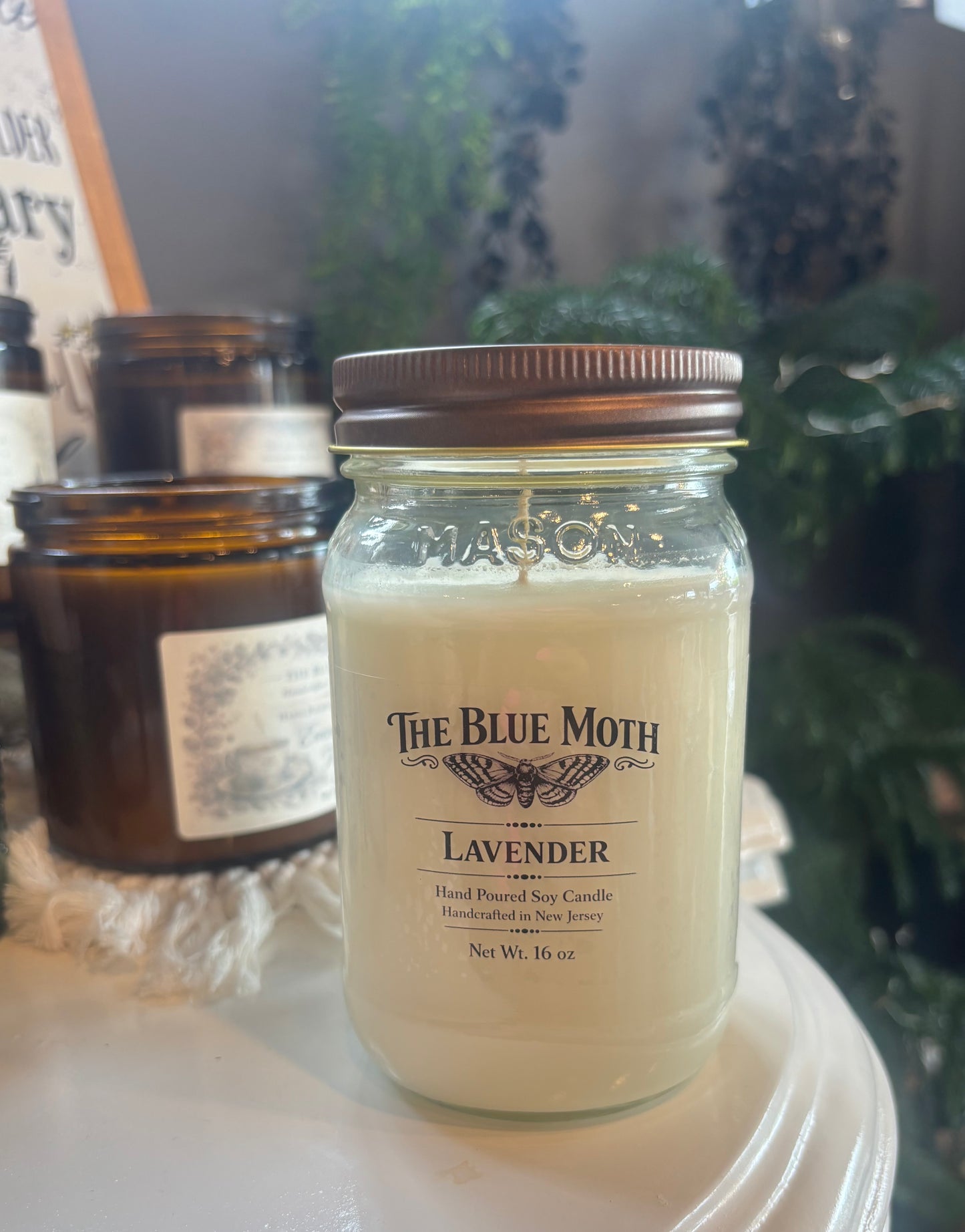 16oz Lavender Mason Jar with Rustic Lid Hand Poured Soy Candle