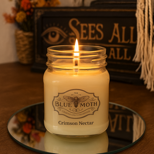 8oz Crimson Nectar Hand Poured Soy Candle with Rustic Bronze Lid