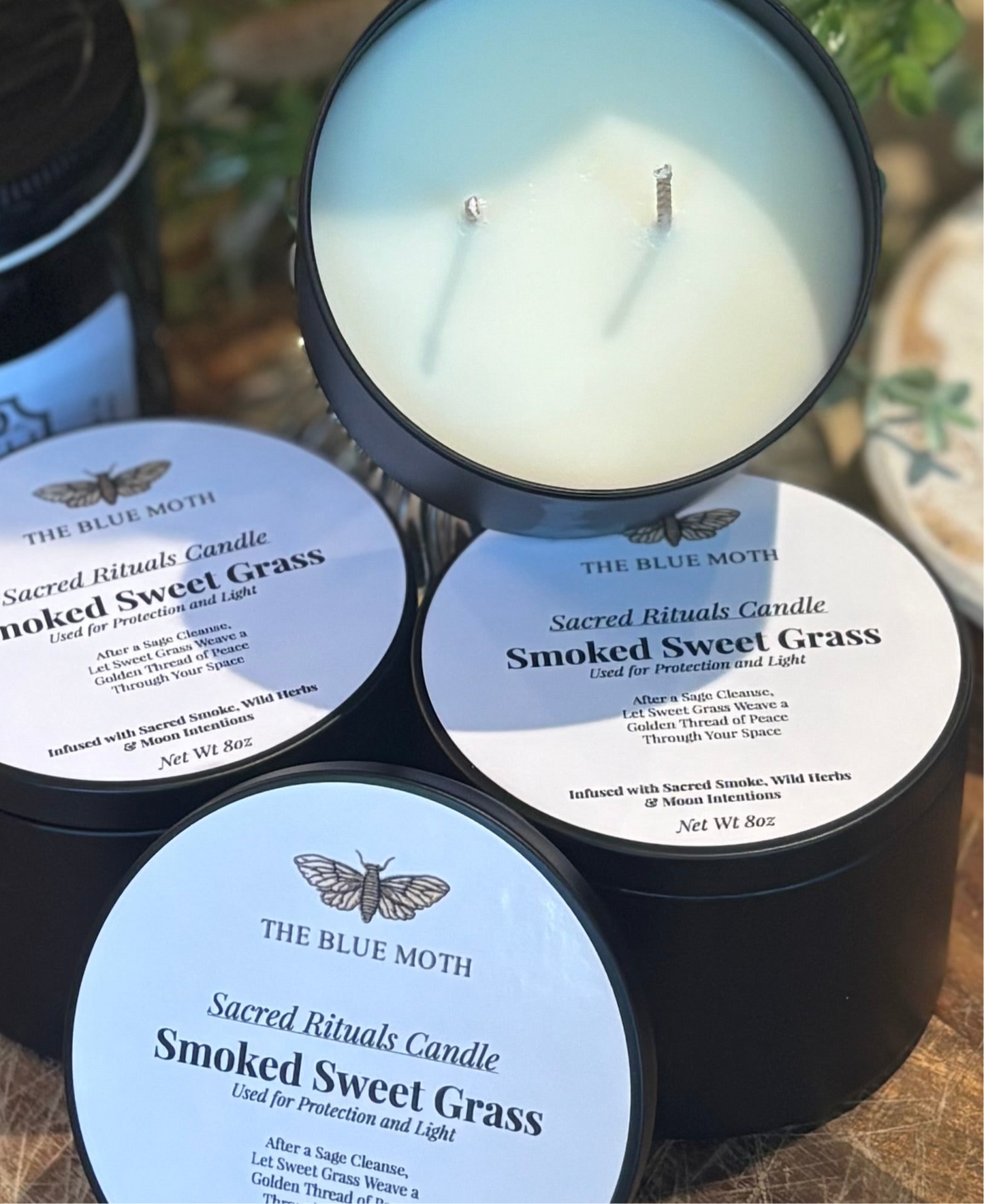 8oz Sweet Grass Charged Tin Candle