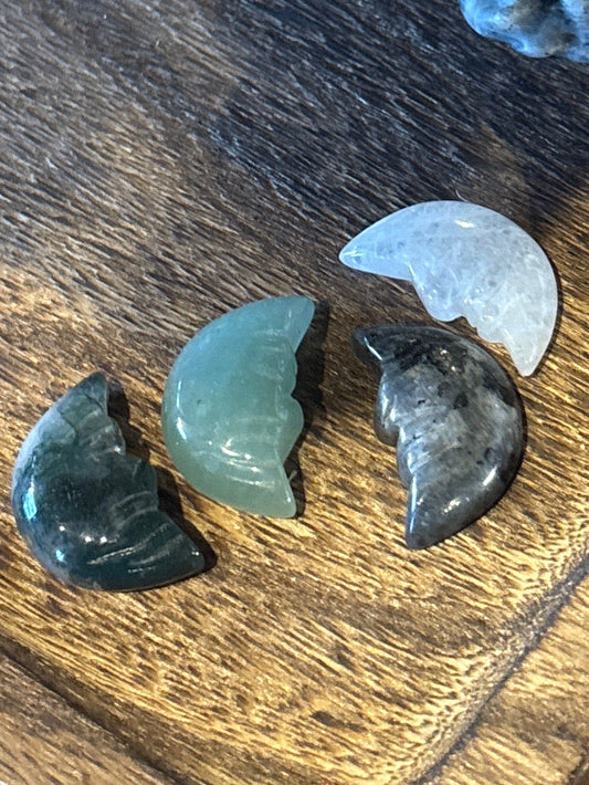 Crystal Gemstones Moon, Wolf, Owl, or Rabbit Figurine