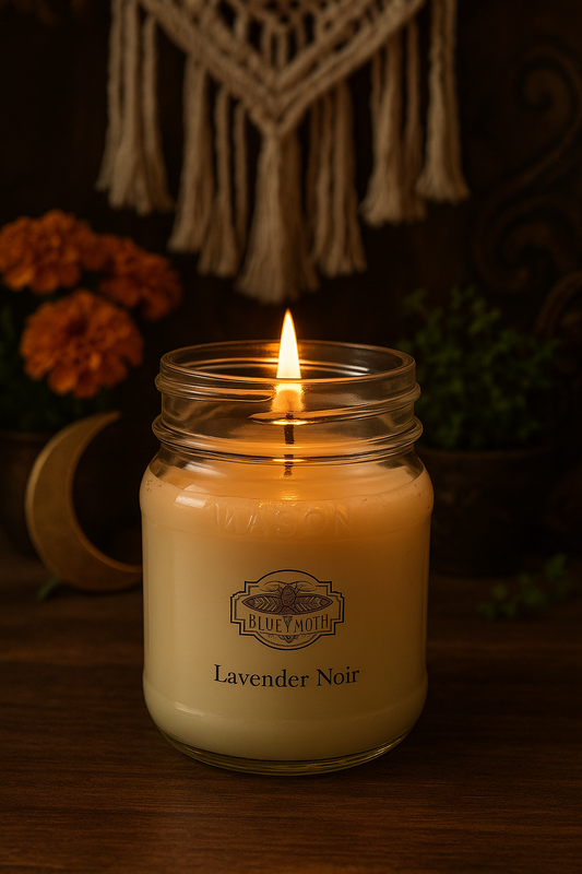 8oz Lavender Noir Hand Poured Soy Candle with Rustic Bronze Lid