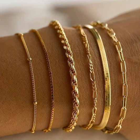 14 K Gold PLATED Stackable Bracelets