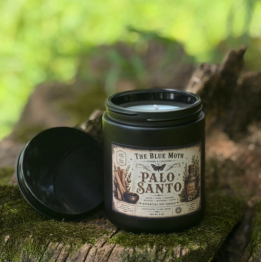 8oz  The Original PALO SANTO Hand Poured Soy Candle in an Amber Glass Jar Cotton Wick