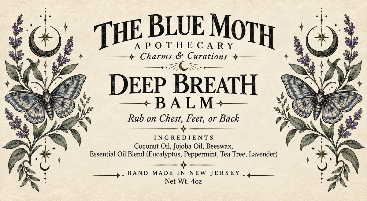 Chest Salve DEEP BREATH 2 Ounce Amber Glass Jar with Scooping Spoon