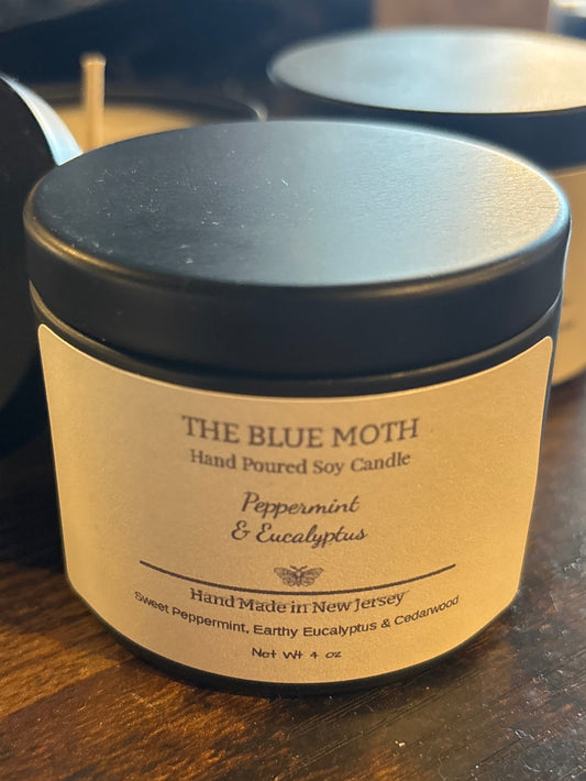 4oz Peppermint Eucalypyus Charged Tin Candle