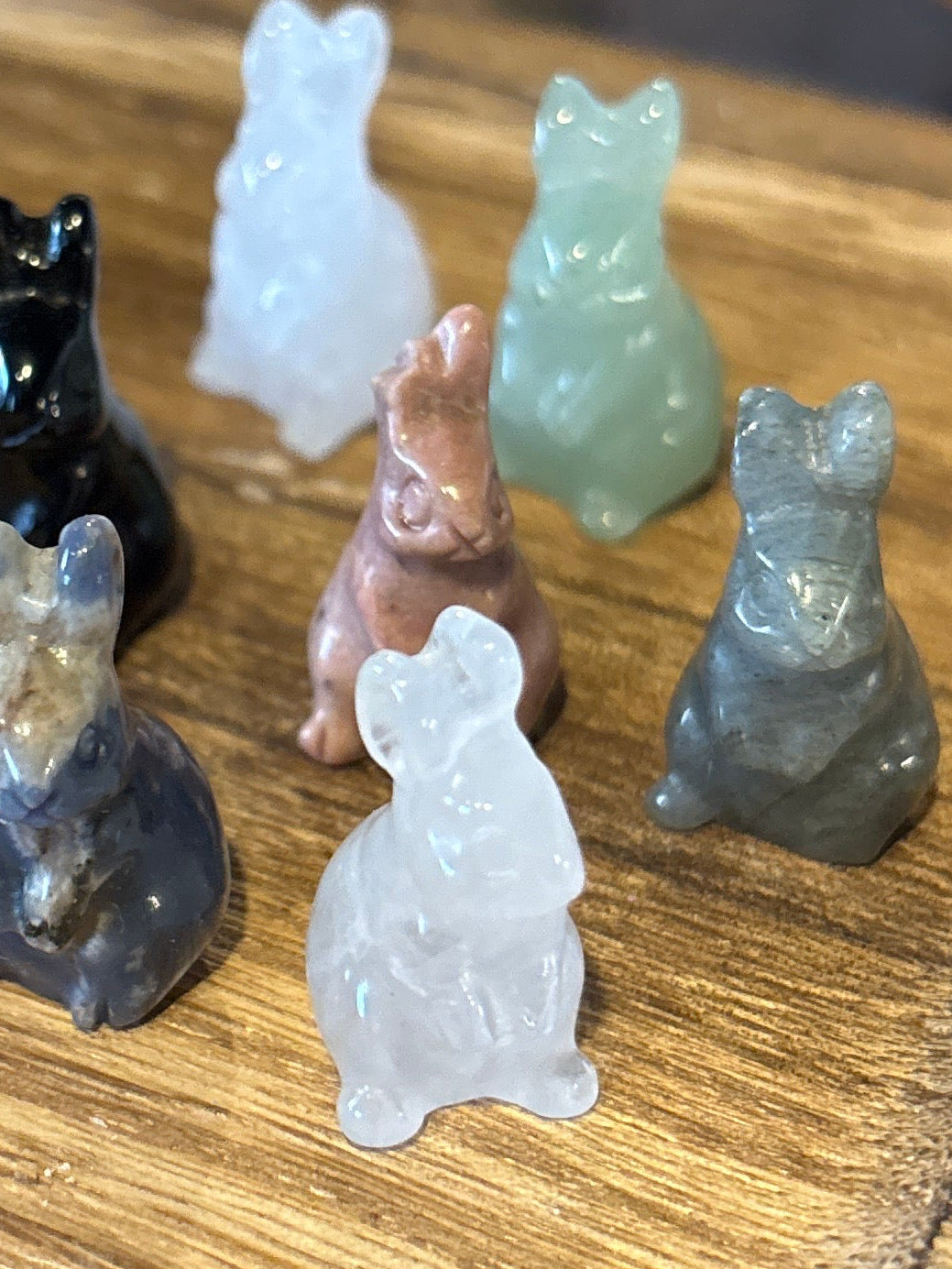 Crystal Gemstones Moon, Wolf, Owl, or Rabbit Figurine