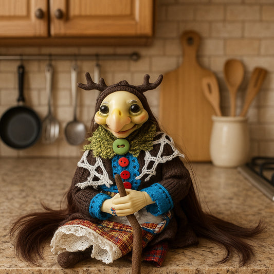 Kitchen Witch Figurine Gift Set – With Blessing Card & Magical Boxing