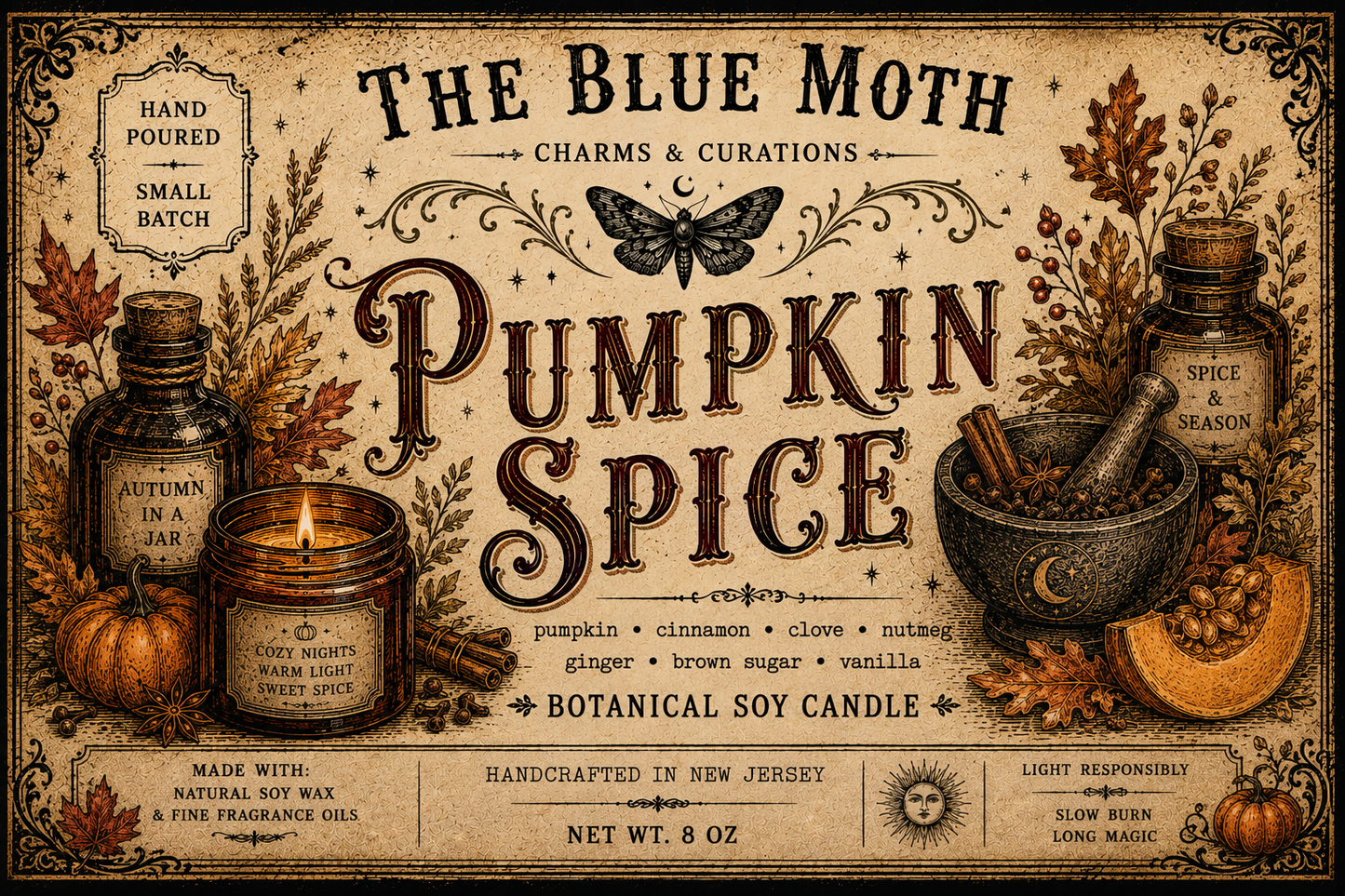 Pumpkin Spice 8oz Hand Poured Soy Candle