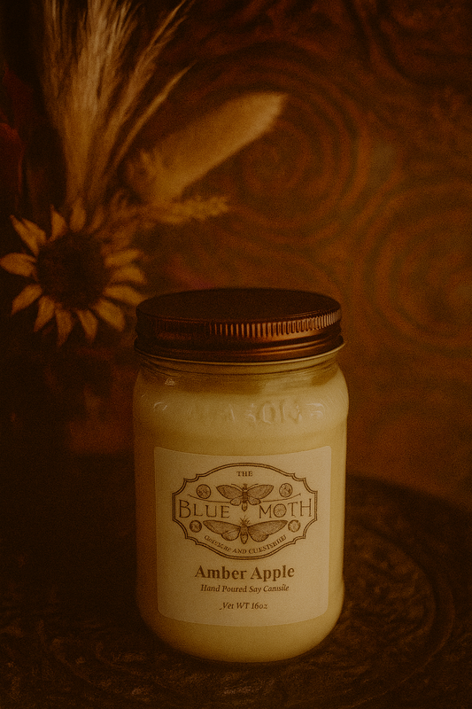16oz Amber Apple Hand Poured Soy Candle with Rustic Bronze Lid