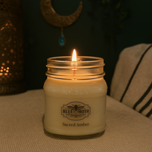 8oz Sacred Amber Hand Poured Soy Candle with Rustic Bronze Lid
