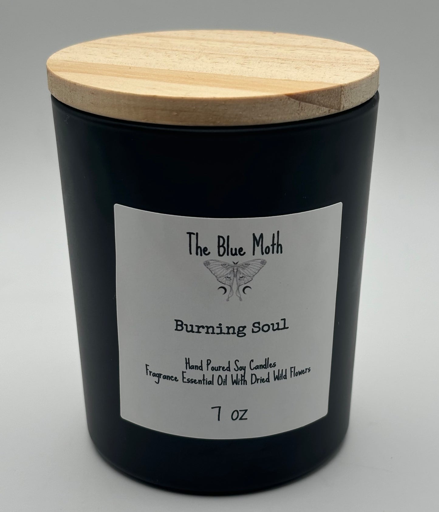 Burning Soul 7oz Wood Top Soy Candle With Crystal & Dried Flower