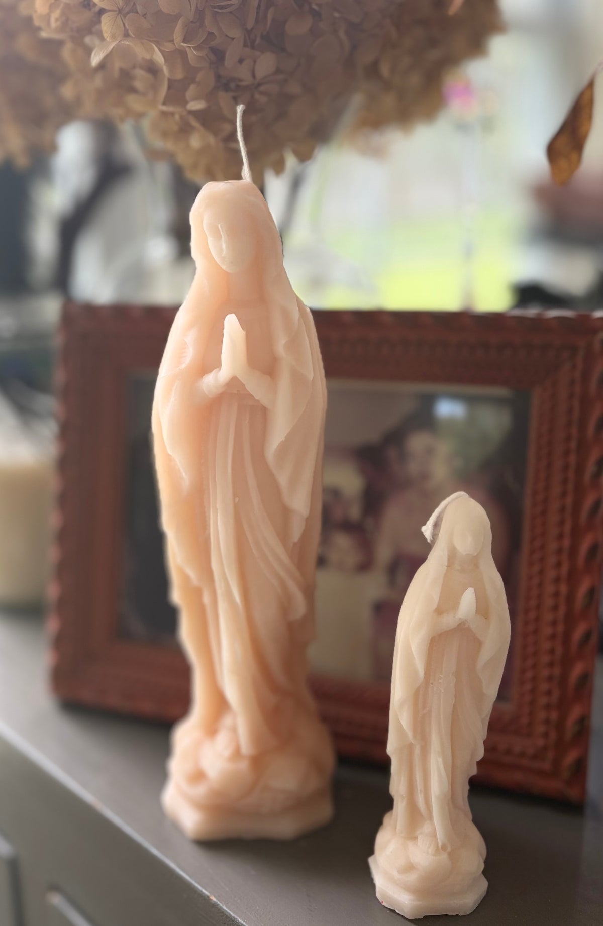 Blessed Mother Virgin Mary  Lavender Beeswax & Soy Blend Candle Wax Statue Candle
