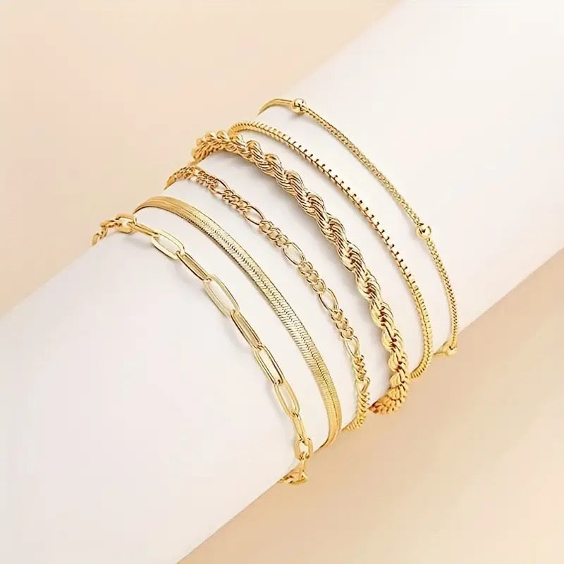 14 K Gold PLATED Stackable Bracelets