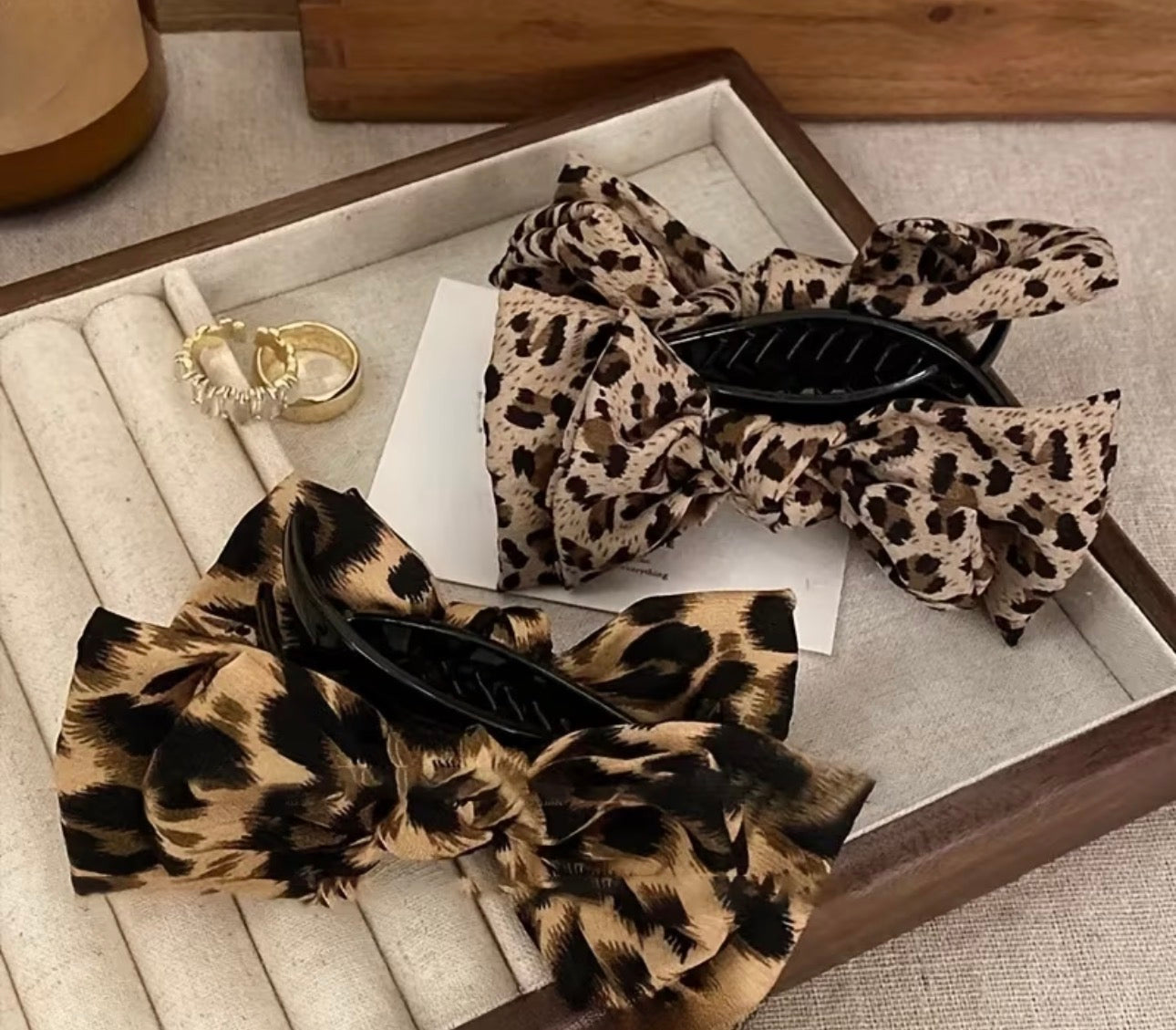 Leopard Double Bow Claw Clip