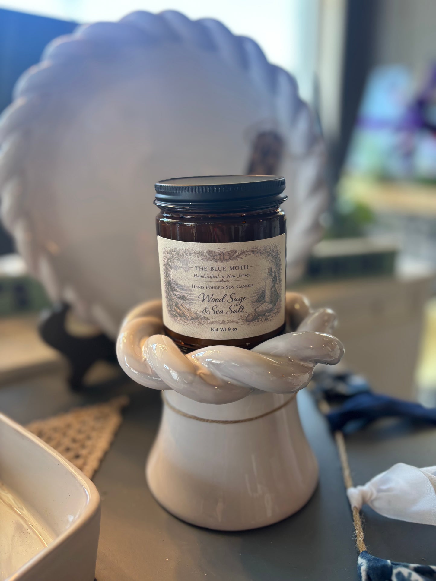 9 oz Wood Sage & Sea Salt in Amber Glass Jar