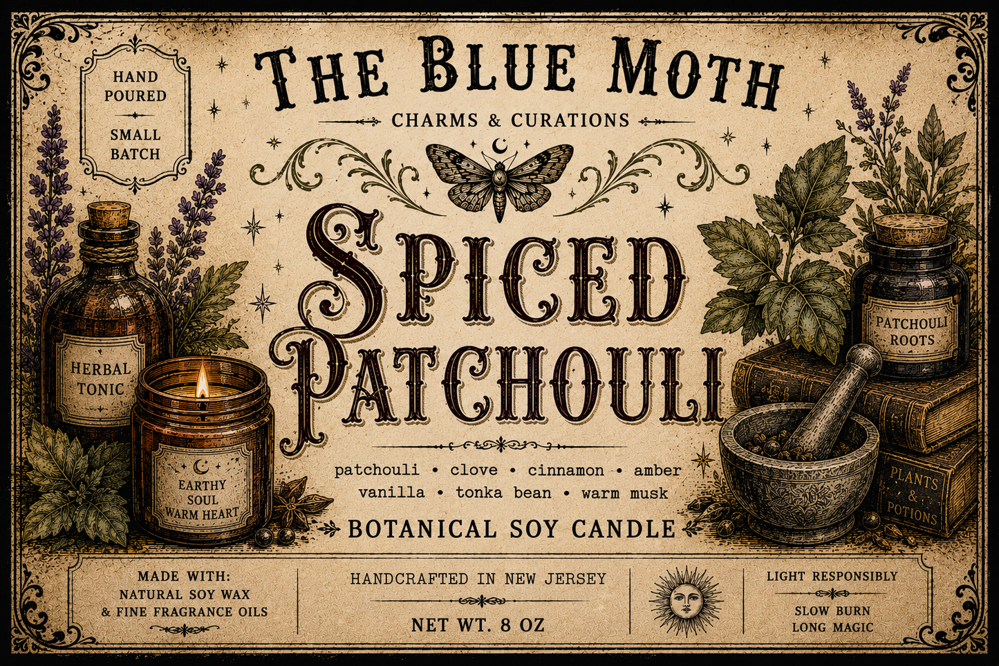 Spiced Patchouli 8oz Hand Poured Soy Candle