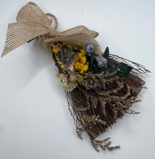 Scented Mini Witches Besum Broom WITH Talesman and Dried Flowers