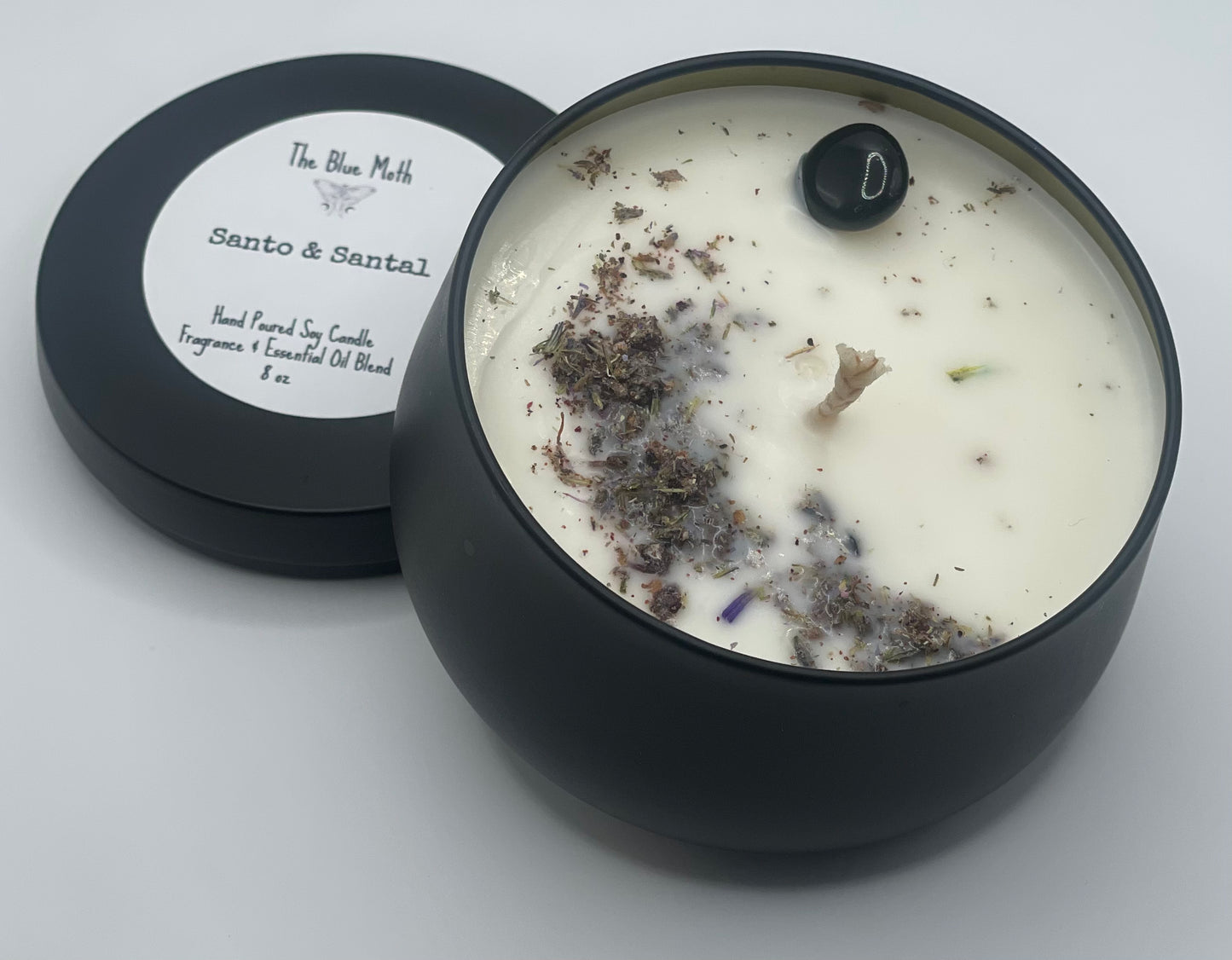 8OZ SPECIAL EDITION FALL TINS WITH DRIED FLOWER AND MOON CHARGED STONE