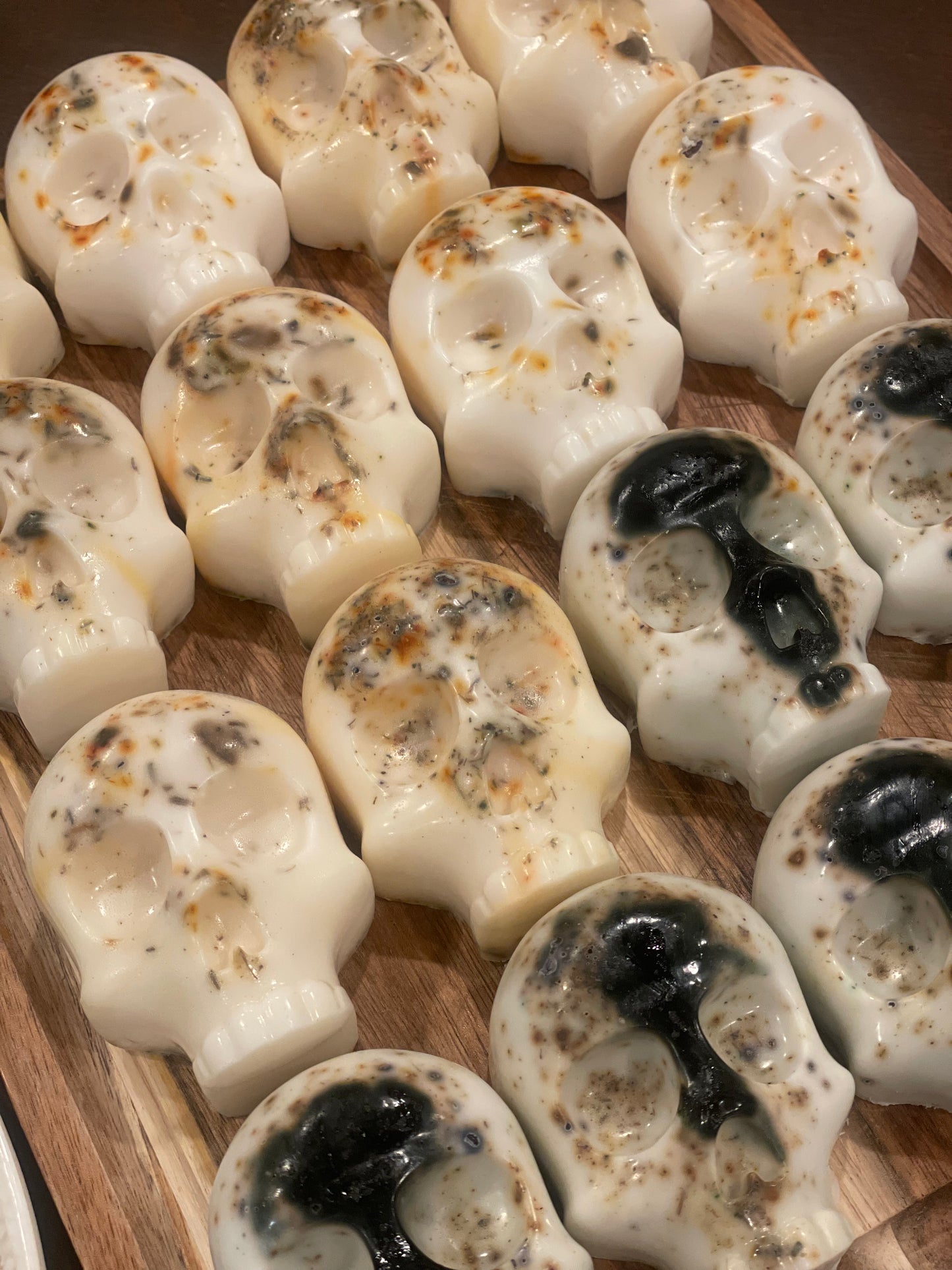 Skull Hand Poured Goat Soap Bar with Dried Flowers